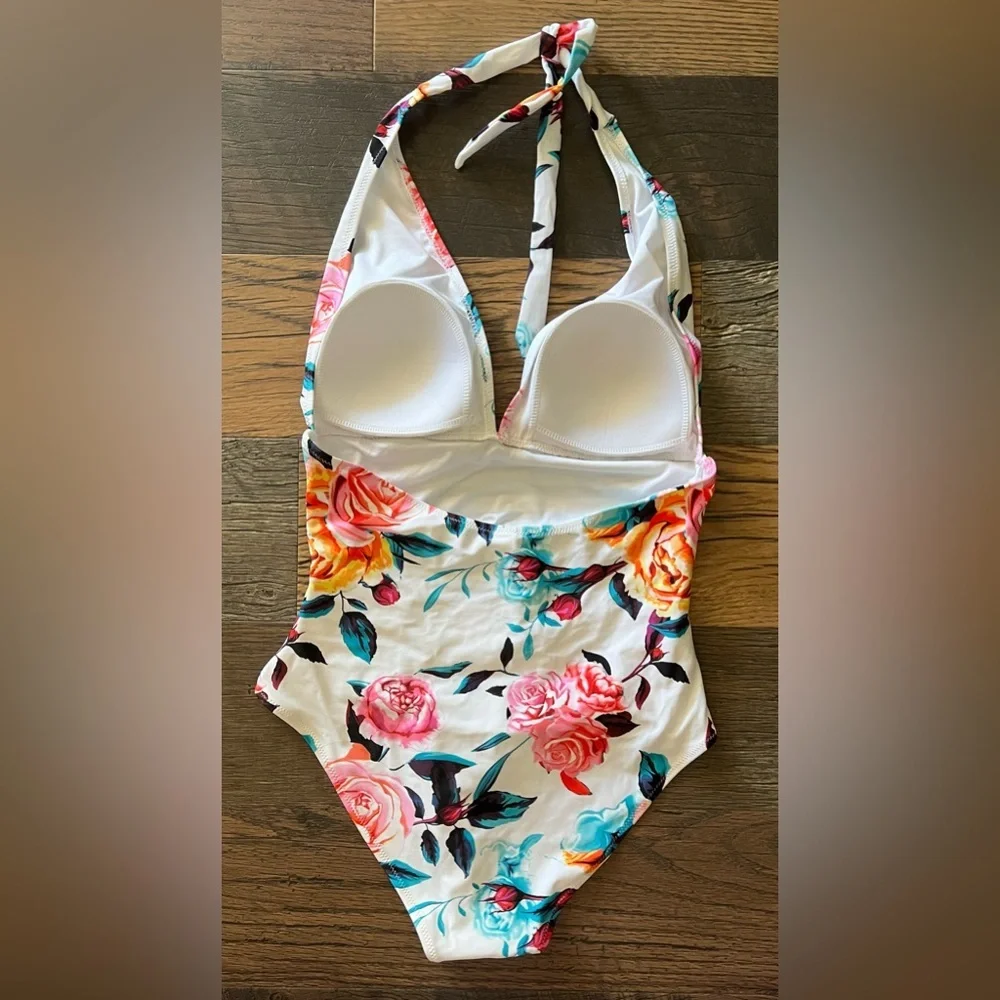 CUPSHE Bold Floral and Stripe Halter
One Piece Swimsuit NWT!! - Picture 10 of 12